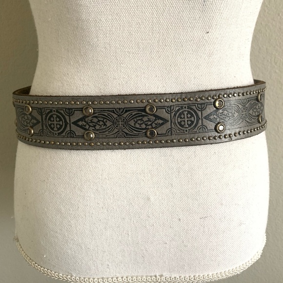 Rhinestone Studded Printed Leather Belt - Picture 3 of 6